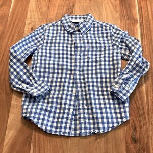 Janie And Jack linen and cotton blend gingham button down